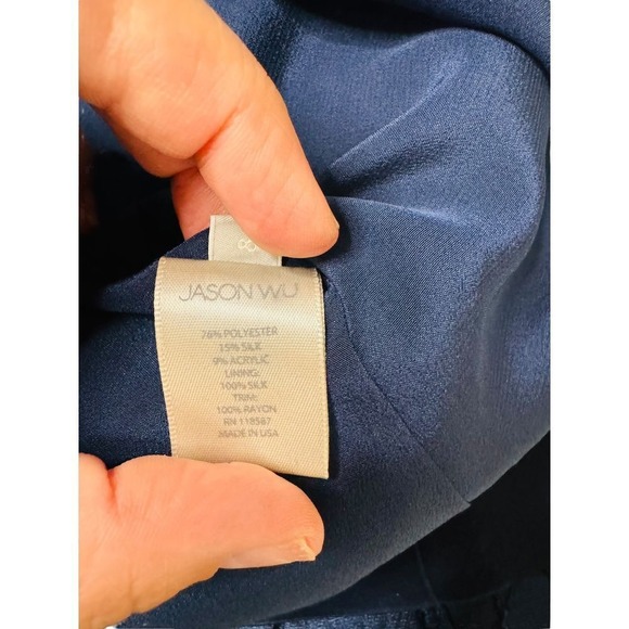 Jason Wu Size 8 Navy Blue‎ Embroidered Knee Length Dress | Excellent Condition - Picture 8 of 9